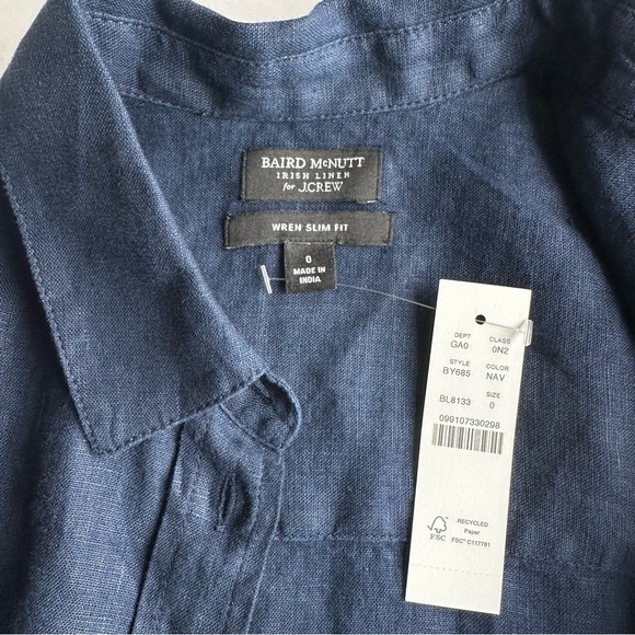 NWT Jcrew Wren slim shirt in Baird McNutt Irish linen | Size 0 - Picture 3 of 5